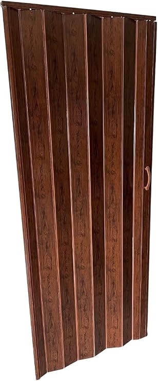 Falttür Kunststoff PVC Falttüre Schiebetür Nischentür Raumtrennung Faltwand Farben Weiß Nussbaum Grau Mahagoni/Braun 82x203cm (Mahagoni/Braun)