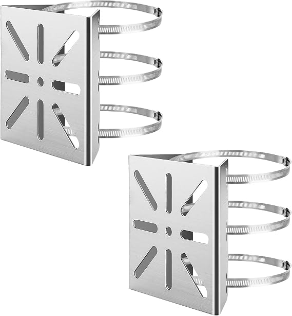 WOPPLXY 2PCS Universal Vertical Pole Mount for Security Cameras, No Drill Stainless Steel Brackets for Poles, Mounting Corner Bracket for CCTV Cameras