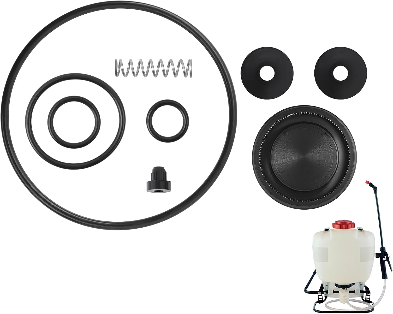0610407-K Piston Sprayer Pump Repair Kit, for Solo 425, 425D, 425LC, 435, and 473-P Backpack Sprayers, Complete Diaphragm Repair Kit with O-Rings, Viton Collar & Valve Plates