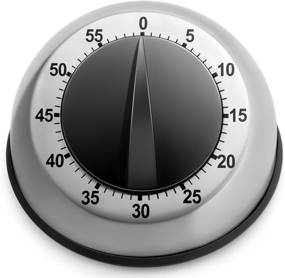 Loud Kitchen Timer for Cooking, No Batteries Required Manual Magnetic Timer - Classical Cooking Timer - Stainless Steel Body - Mechanical Desk Manual Timers - Magnetic Clock Backing, Countdown Alarm