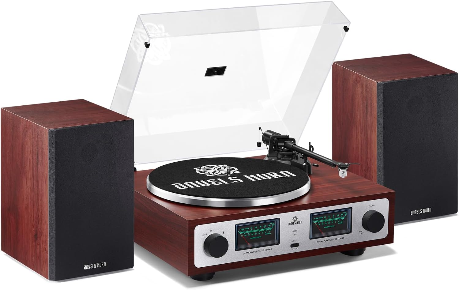 Vintage Record Player, Bluetooth HiFi Turntable with Bookshelf Speakers, Integrated Phono Preamp, Belt Drive 2-Speed, Pitch Control, Adjustable Counterweight, AT-3600L Pickups