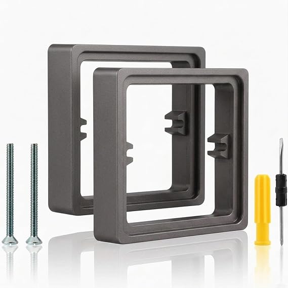 2pcs Single Socket Spacer, 20mm Light Switch Surround Grey