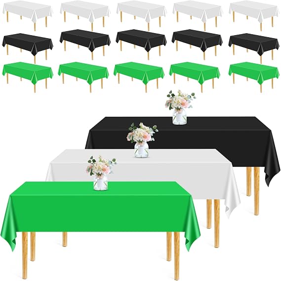 15Pcs Disposable Tablecloth, Plastic Table Cloth, 54 X 108 Inch
