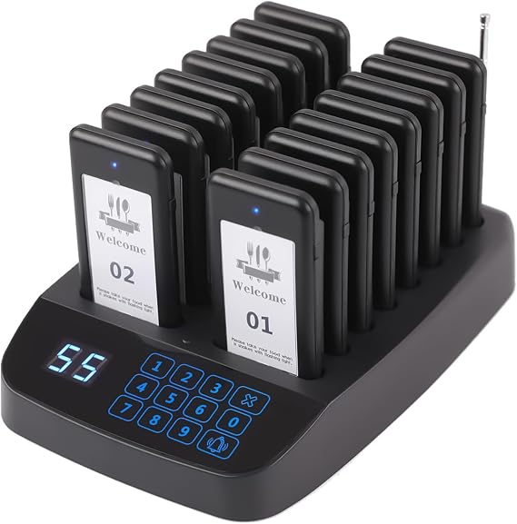 Restaurant Pager System, 16 Pagers, Wireless Calling System