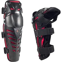 Ridbiker 1 Pair of Movable Knee Shin Guard Pads Three Sections 2Pcs Breathable Adjustable Knee Cap Pads Protector Armor for Motorcycle Cycling Racing,Red