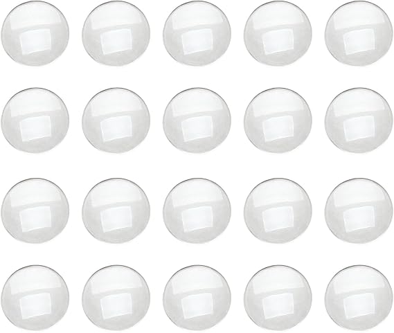 Dophee Transparent Glass Cabochons, 30mm Flat Back Glass Dome Tile 20PCS Crystal Clear Round Cabochons for Jewellery Making Photo Pendant Necklaces Craft