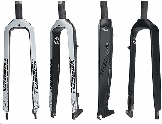 High Strength Full Carbon Fiber 26/27.5/29" Rigid Disc Brake MTB Fork 28.6mm Threadless Straight Tube 1-1/8" Superlight Mountain Bike Front Forks for Mountain Bike Bike Accessory,White,27.5