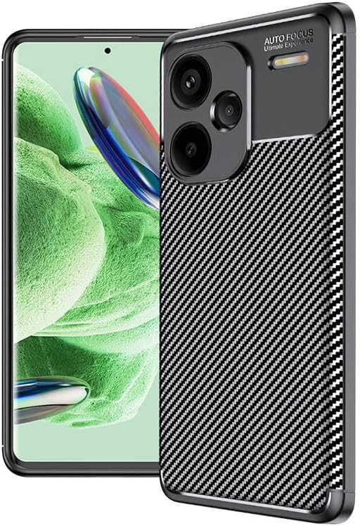 Ehr. Xiaomi Redmi Note 13 Pro Plus ile Uyumlu Kamera Korumalı Darbe Önleyici Carbon Brushed Silikon Kılıf (Siyah, Xiaomi Redmi Note 13 Pro Plus)