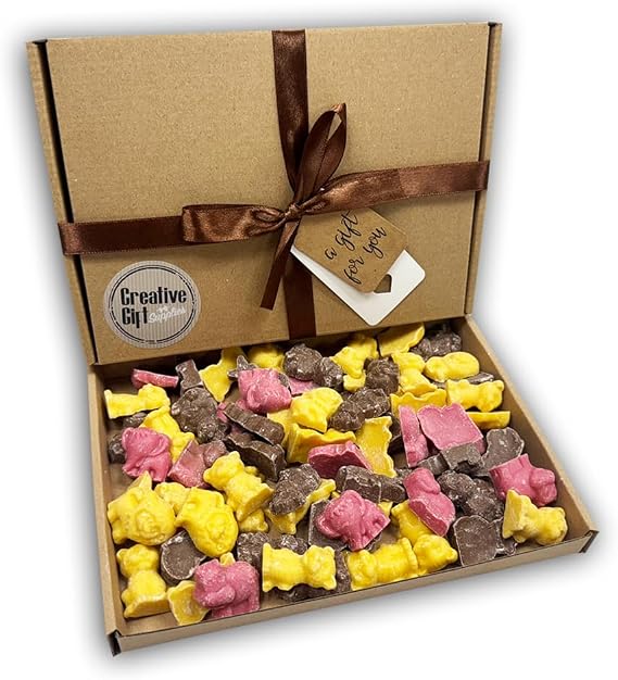 Chocolate Animals Chocolate Gift Box Hamper For Any Occasion (Brown Box, Brown Ribbon)