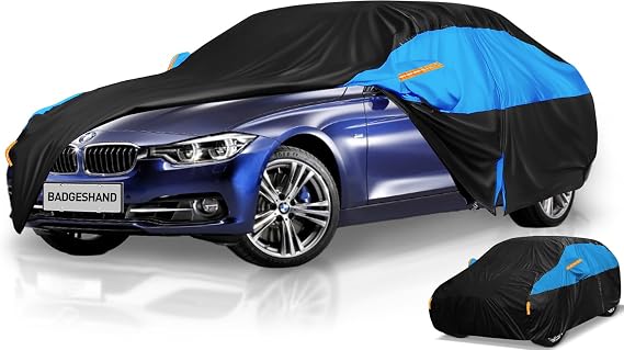 Car Cover Waterproof All Weather for Automobiles,10 Layers Outdoor Full Exterior Cover Rain Sun UV Snowproof Protection with 2 door Zipper Cotton Mirror Pocket, Fit Sedan Length (185"-193"/470-490 cm)