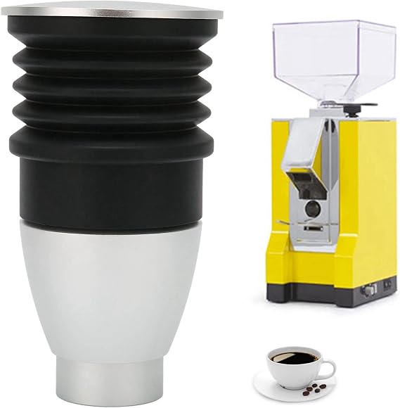 60g Coffee Grinder Single Dose Hopper, Espresso Bean Grinder, Aluminium Alloy Coffee Grinder Blowing Bean Bin Accessories with Silicon Bellow, for Eureka Mignon(Silver)