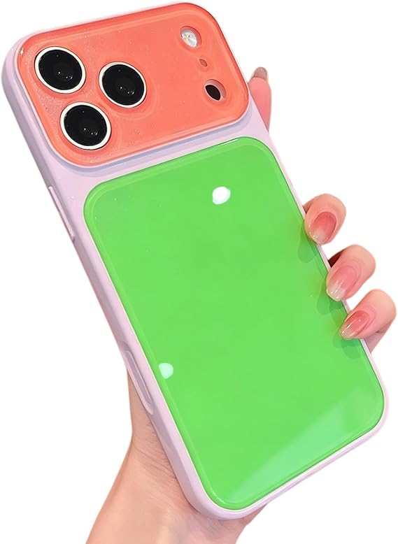 iPhone 17 Pro Max用コントラストドーパミンゼリーカラーケース、オレンジグリーン