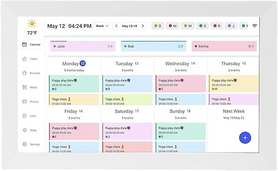 Dpofirs 15.6" Digital Family Calendar | HD Touchscreen with Photo Frame, Two Way Sync, Wall/Desktop Mount, Without Storage Card (white)