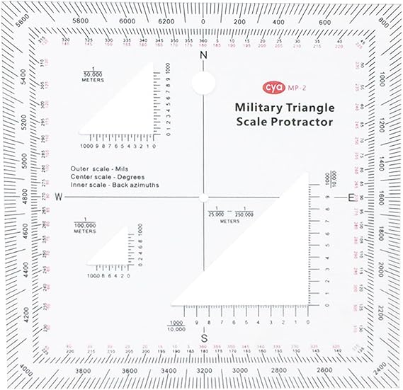 Protractor Practical Military Style Topographical Map Scale MGRS USNG Military Coordinate Scale for Sea/Land Navigation Adventures