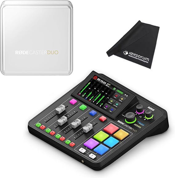 Rode Rodecaster Duo Mixer with Rodecover Duo Protective Cover and Keepdrum Microfibre Cloth