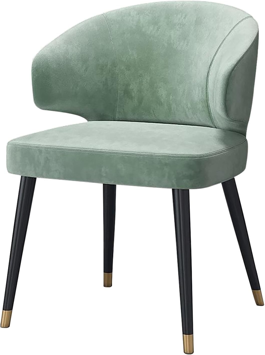Velvet Dining Chairs Padded Accent Chairwith Curved Backrest and Black Metal Legs Lounge Living Room Reception Armchair,Green