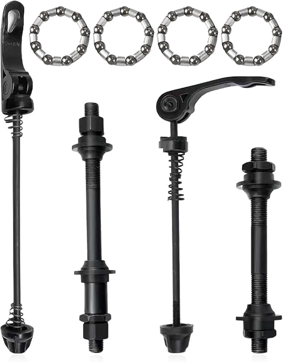 Bicycle Quick Release Set,Mountain Bike Quick Release Hub and Rear Axle Hollow Shaft Kit,Wheel Axle Bike Hollow Axle with Wheel Hub Steel Ball Replacement Parts for MTB,Road Bike,BMX,Cycling