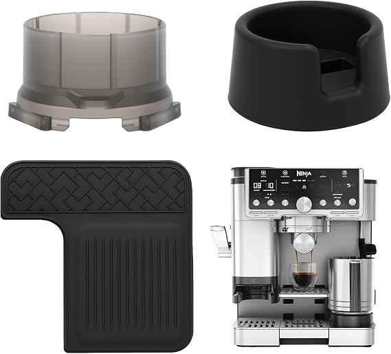 3Pcs Coffee Machine Accessories Set with Silicone Top Mat, Coffee Tamper Base and Portafilter Funnel for Ninja Luxe Cafe ES601/ES701, Espresso Dosing Funnel, Silicone Tamper Base, Top Pad for Home