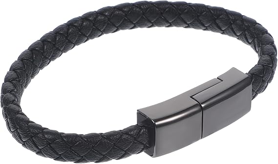 Hemobllo USB-C Charging Bracelet Cable 20cm Zinc Alloy – Detachable Fast Data & Power Cord for Phone, Wearable Keychain for Travel