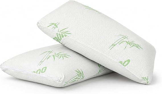 Cooling Bamboo Memory Foam Pillow Orthopedic Neck Support Pillow Back Sleepers & Shoulder Pain Relief 48x74cm 2PACK