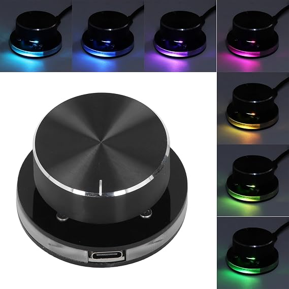 Dpofirs USB Volume Control, Multimedia Sound Controller Knob, with RGB Light, PC Volume Control Knob, with One Key Mute Function, Type C External Media Adjustment Controller
