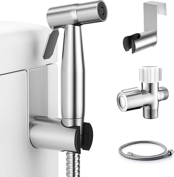 Handheld Bidet Sprayer for Toilet, Fekivasy Bidet Sprayer Muslim Shower Bathroom Water Spray Jet Spray Diaper Sprayer Feminine Hygiene Cleaning Premium Stainless Steel