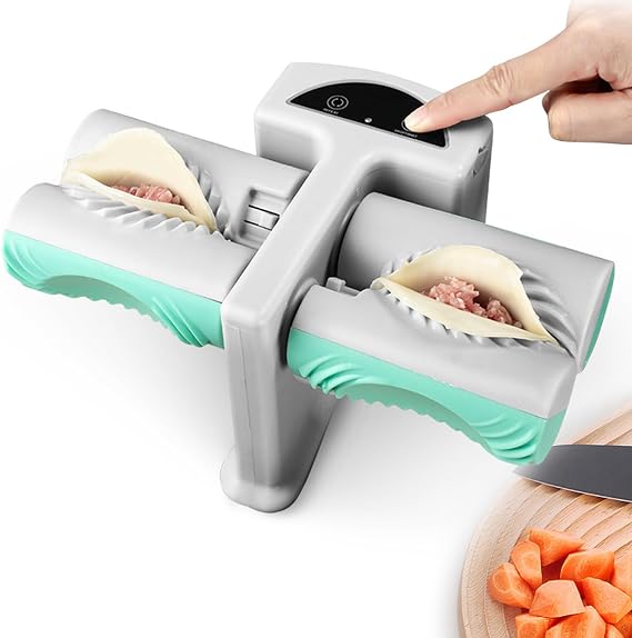 MENAYODA Automatic Dumpling Machine Electric Dumpling Machine Shaper Dumpling Maker Ravioli Maker Dumpling Mould Kitchen Accessories Quick Dumpling Artifact (Double Head with Brush)