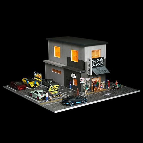 Bibitre 1/64 Diorama Display Case Garage with LED Light Ramen