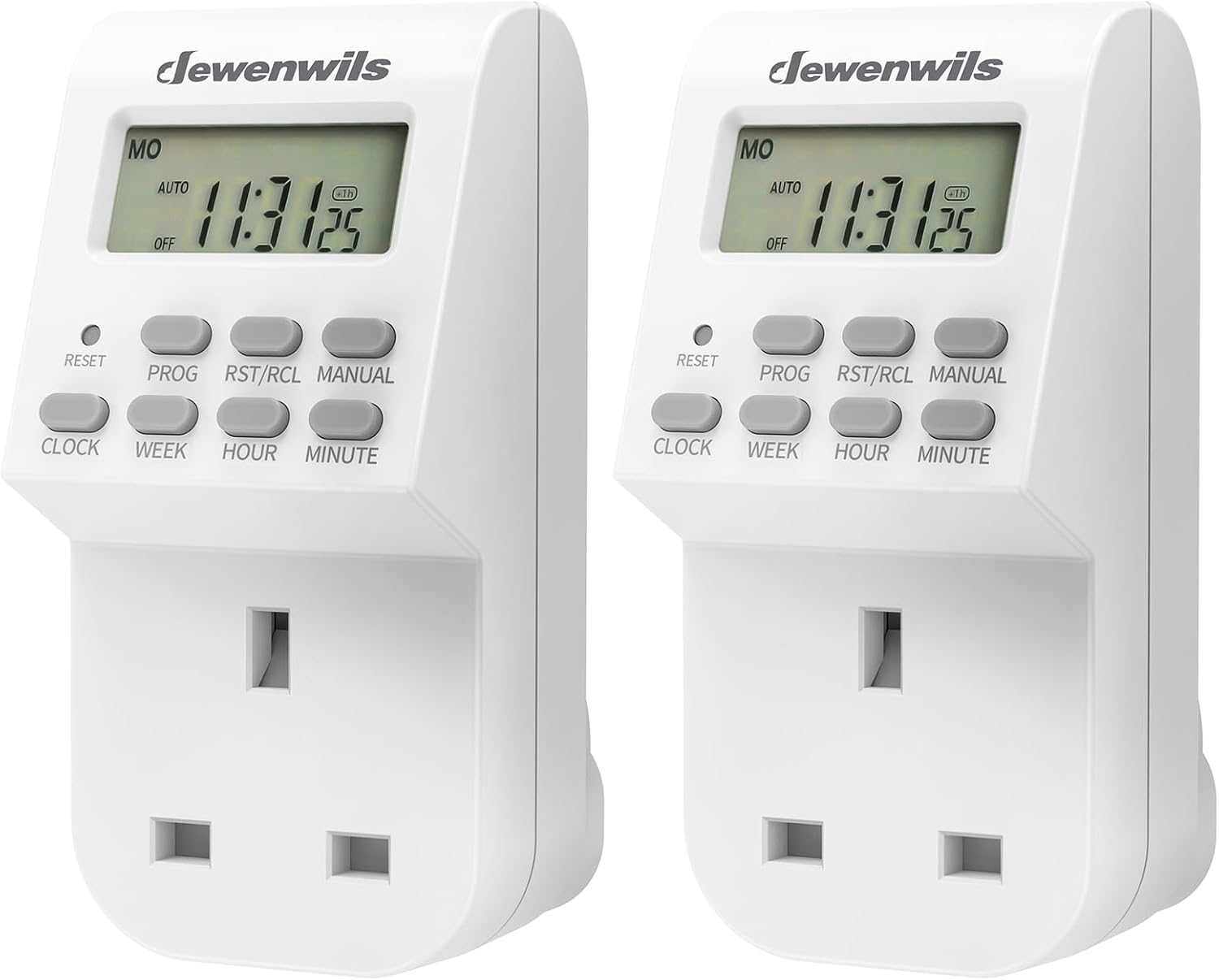 DEWENWILS Digital Lamp Timer Socket Plug, 20 ONOff Weekly Settings Electrical Plug in Light Timer Switch for Christmas Light,Coffee Machine,Home Appliances 2 Pack,13A3200W