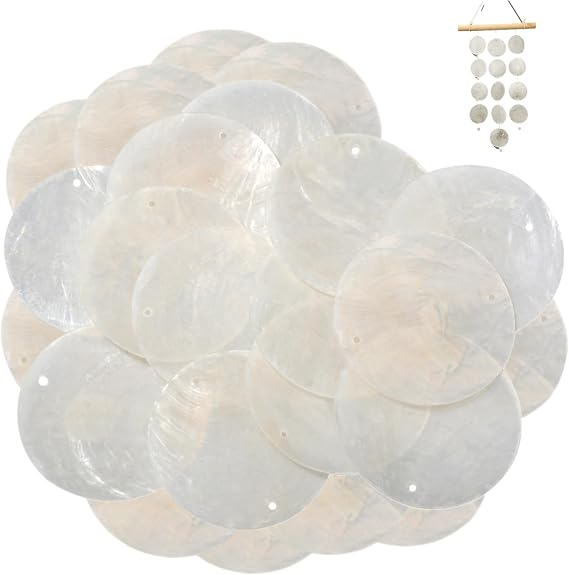 100PCS Capiz Shells, 2 Inch Round Shells with Holes, Polished Natural Capiz Decor, DIY Sea for Crafting, Jewelry Making
