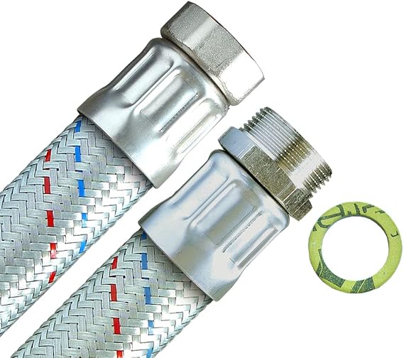 Reinforced hose 1 1/4 inch nut x 1 1/4 inch male thread DN32 length 30 cm made in Germany