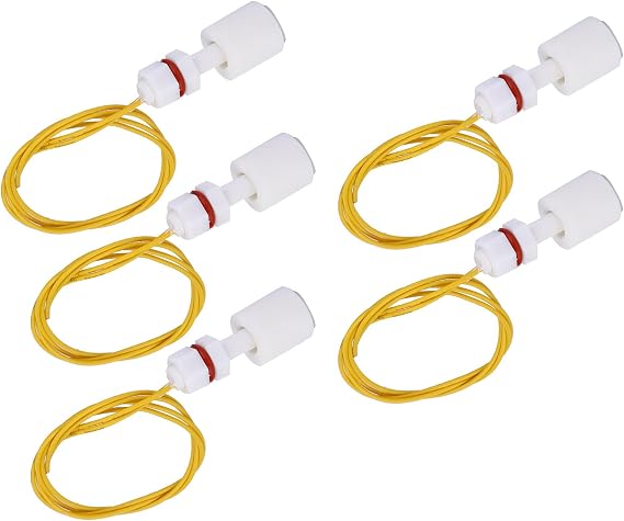 Liquid Level Sensor Float Switch Real-Time Monitoring Flow Alarm PP Water Level Controller with 5pcs Set for Industrial Tank Home Water System Monitoring Durable Round Design
