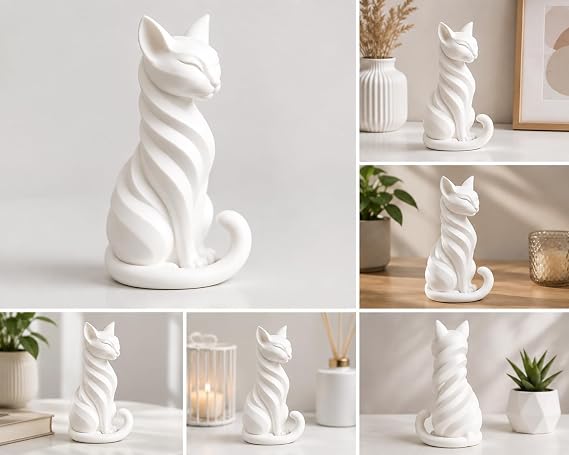 Modern Kedi Biblosu – Zarif Tasarımlı Dekoratif Masa, Konsol ve Raf Süsü
