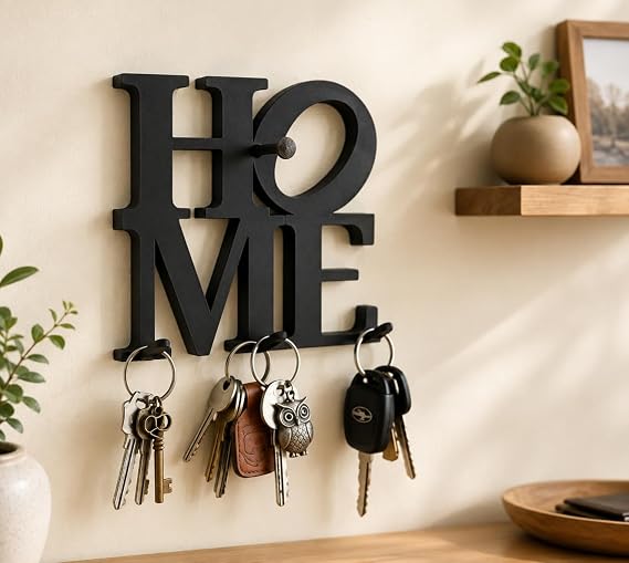 Modern HOME Yazılı Duvar Anahtarlığı – Dekoratif Çoklu Anahtar Askılığı