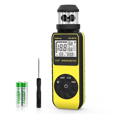 Digital Anemometer Handheld Windometer, Kethvoz Wind Speed Meter 881M