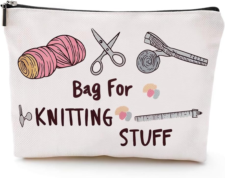 Knitting Storage Bag Organizer,QIANSSE Portable Crochet Bag with Pouch for Knitting Accessories Ideal Knitting Gifts for Women Crochet Lovers Travel Friendly Yarn Tool Carrier