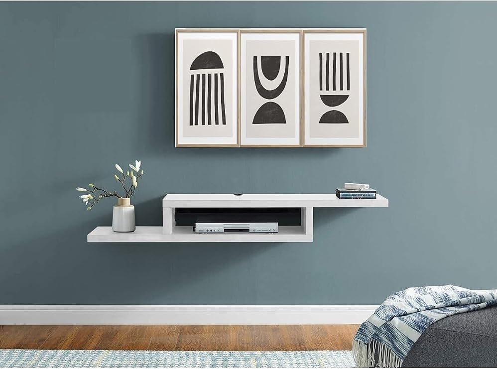 100 Cm Duvar Rafı Tv Sehpası Tv Ünitesi Dekoratif Duvar Rafı Kitaplık (Beyaz)