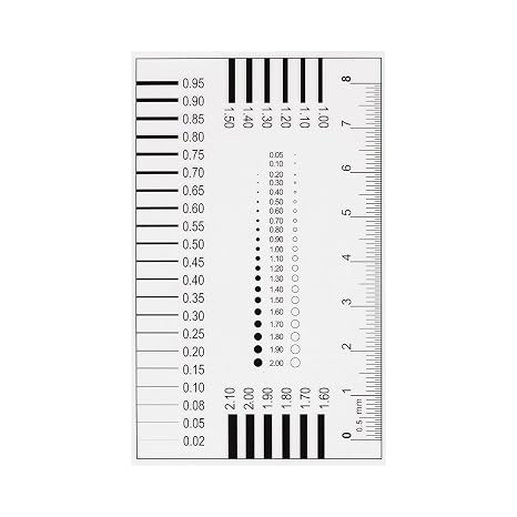 sourcing map High Precision SEC Size Estimation Chart 8cm Transparency Flaw Detection Film Ruler for Diameter and Line Width Defects Measuring