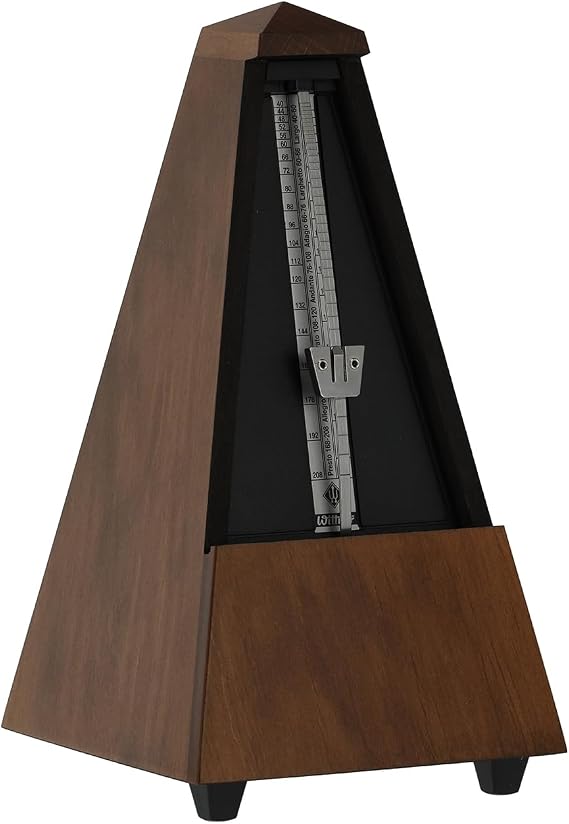 Wittner Metronome Taktell Pyramid Shape System Maelzel Series 800 - Solid wood casing - Without bell - Matte walnut - Mechanically wound - No batteries required - Made in Germany