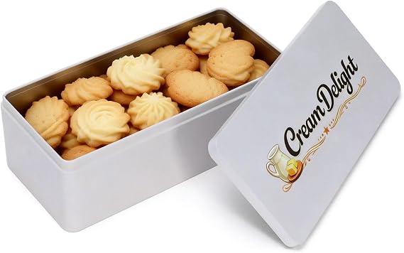 Empty Metal Cream Cracker Storage Container Airtight Cracker Tin, Decorative Storage Tin With Lid, Biscuit Tins for Baking Snacks, Biscuits, Cookies, Sweets, Cakes and Present Packaging