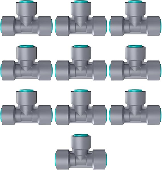 10 Pack Quick Connector Tee for 12mm tubing, Rain Seer Drip Orrigation Kit Accessories, Leak-Free Solution for Drip Systems