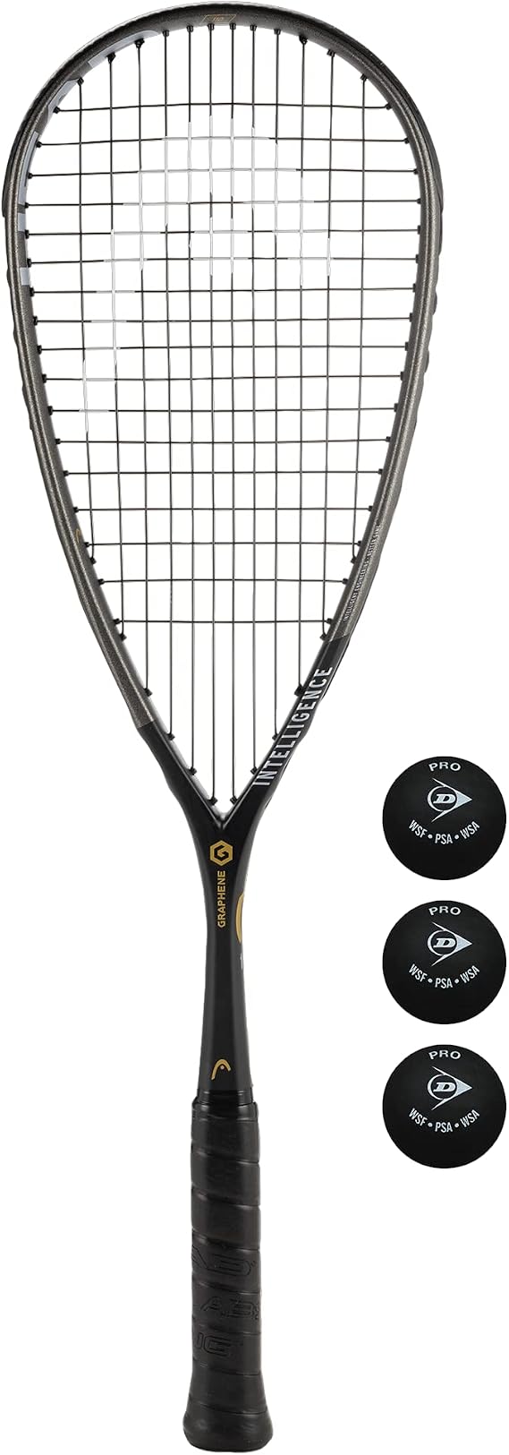 HEAD Graphene G.110 Squash Racket & 3 Squash Balls (Includes: Pro Balls (Double Yellow Dot))