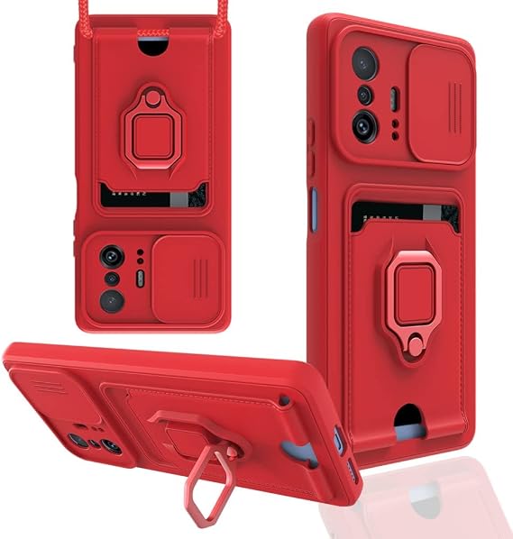Nevarium Xiaomi Mi 11T Pro Kılıf Ipli Lens Sürgülü Yüzüklü Kartvizitli Silikon Zuma