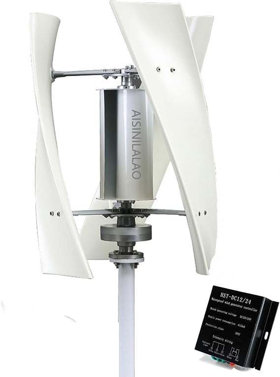 2000W Vertical Wind Generator Kit, Silent 12V 24V 48V Small Maglev Three Phase AC Vertical Wind Generator with MPPT Controller for Home or Camping
