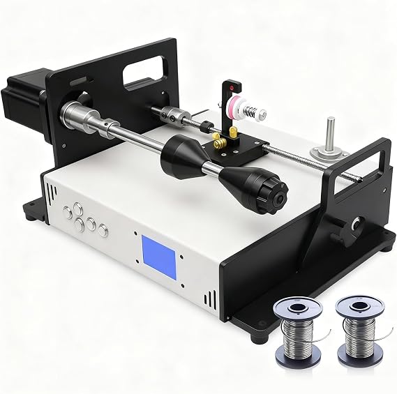 Coil Winding Machine 900RPM with Digital LCD & Counter, Automatic Wire Alignment for Tube Transformers, Enameled & Solder Wire (0.02-1.0mm), Fishing Line Winder