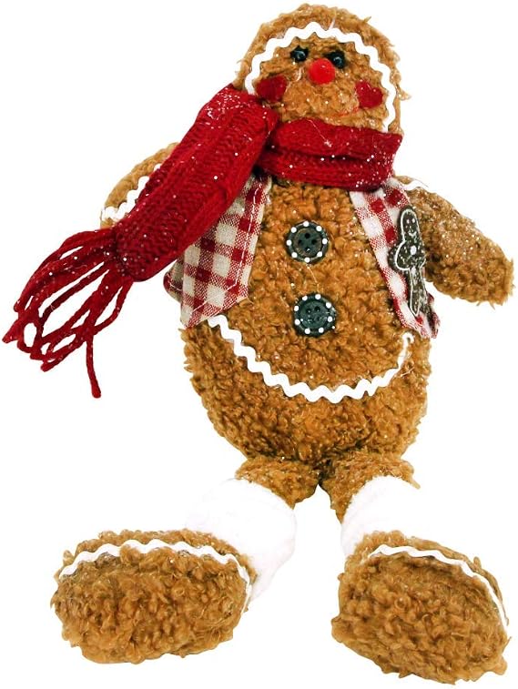 Gisela Graham Fabric Gingerbread Man Shelf Sitting Figure 33cm