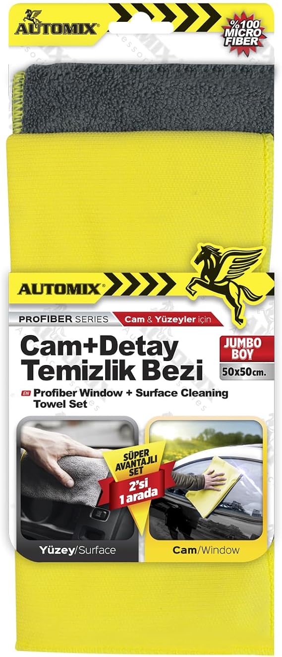 Automix Cam + Detay Temizlik Bezi | Çiziksiz ve Hızlı Oto Temizlik Bezi