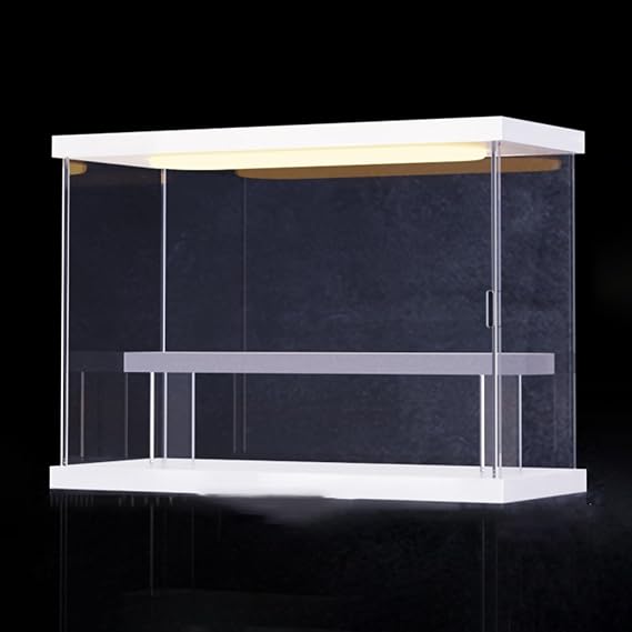 Display Case Adjustable Shelves Display Box wth Top Light, Acrylic Display Stand for Multiple Collections/Model/Doll, Dustproof Showcase with Door(1-Layer)