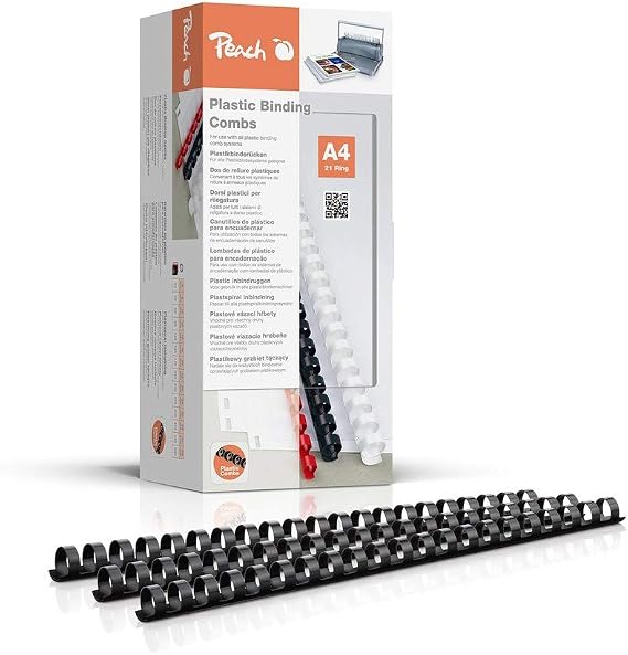 Peach PB414-02 14 mm A4 Binding Combs - Black