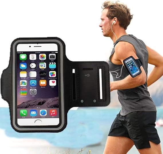 Coverzone İphone Samsung Xiaomi Huawei ile uyumlu Universal 6,9" inç e Kadar Uyumlu Anahtar Koyma Bölmeli Spor, Koşu,Yürüyüş için Kol Bandı Siyah